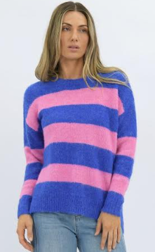 Mika Pink/Blue Long Sleeve Stripe Knit