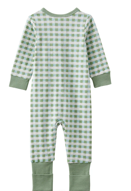 Green Gingham Zip Romper