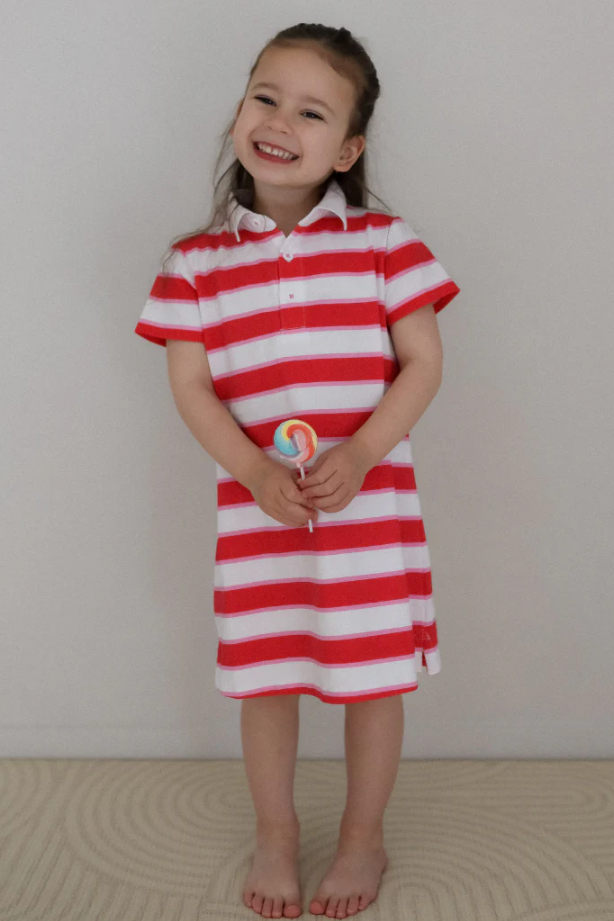 Pink & Red Stripe Rugby Dress