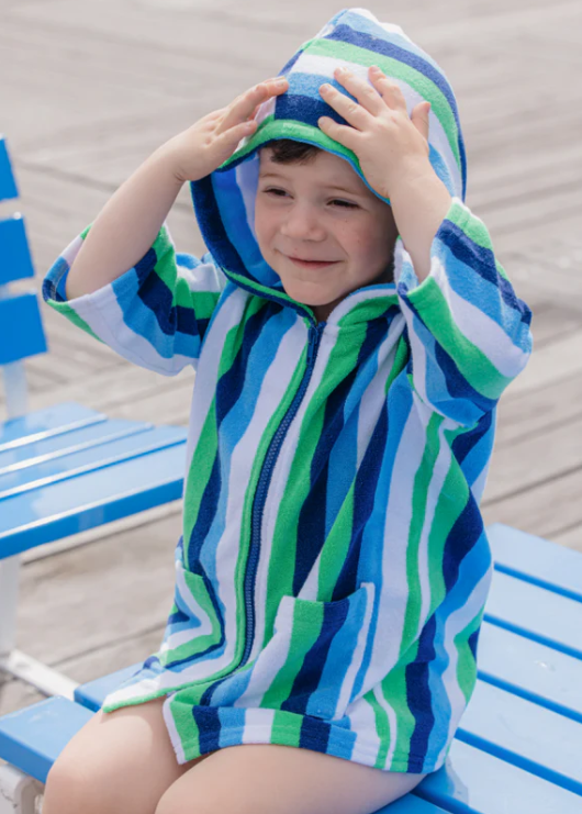 Blue Green Terry Toweling Cover Up