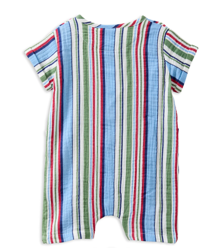 Blue Stripe Crinkle Romper