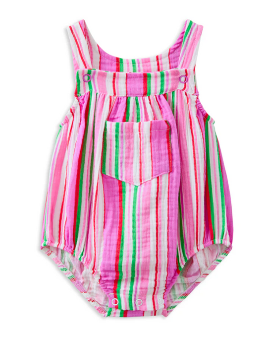 Pink Stripe Crinkle Playsuit