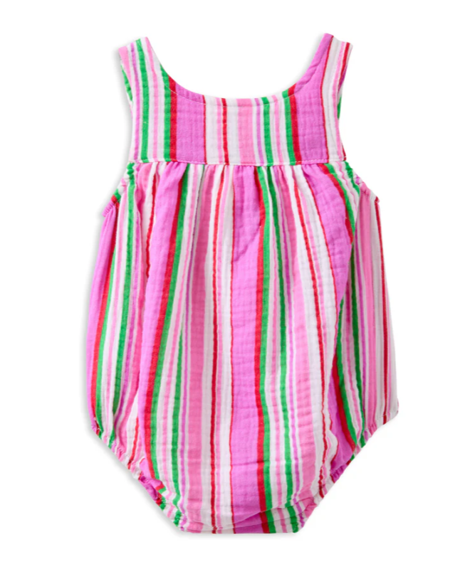 Pink Stripe Crinkle Playsuit
