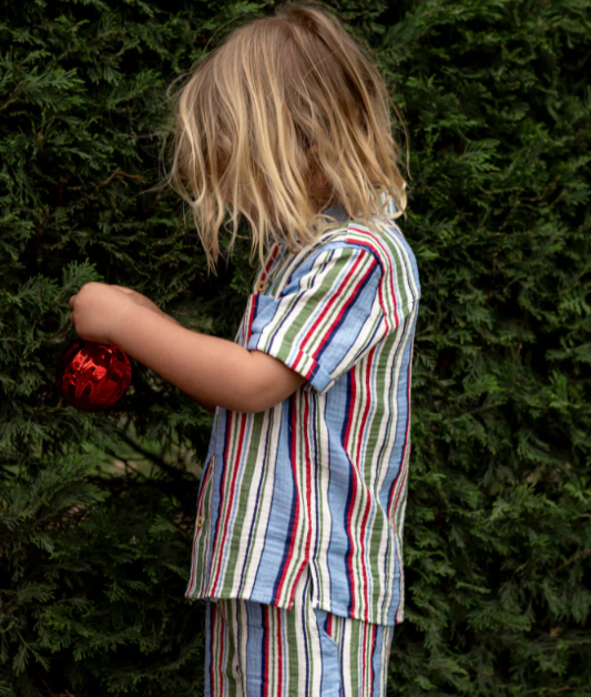 Blue Stripe Crinkle Shirt