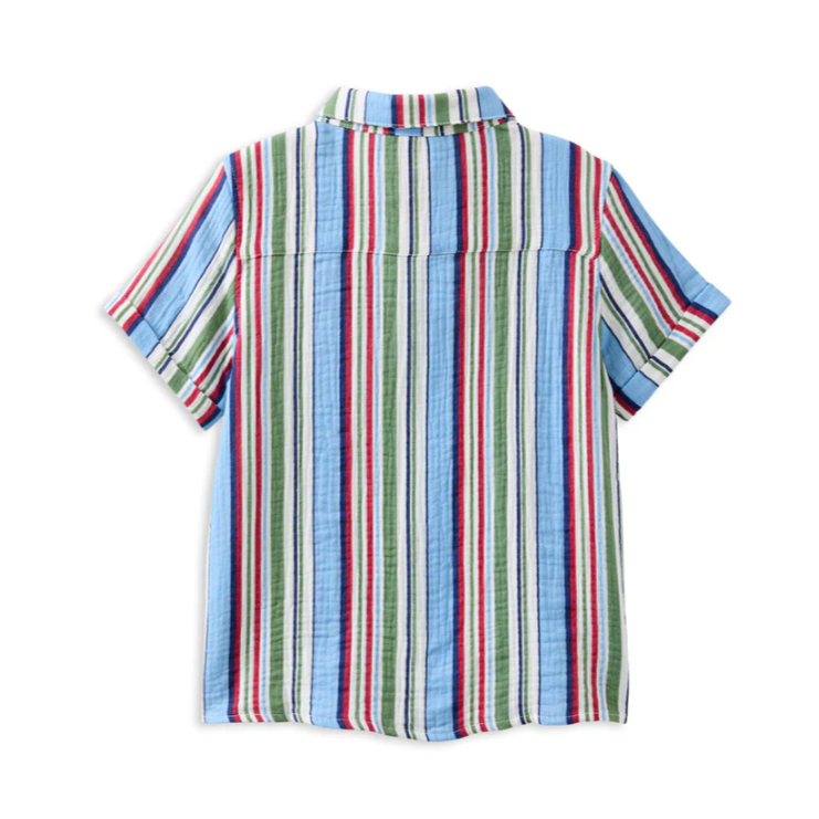Blue Stripe Crinkle Shirt