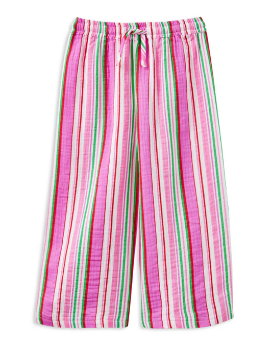 Pink Stripe Crinkle Pants
