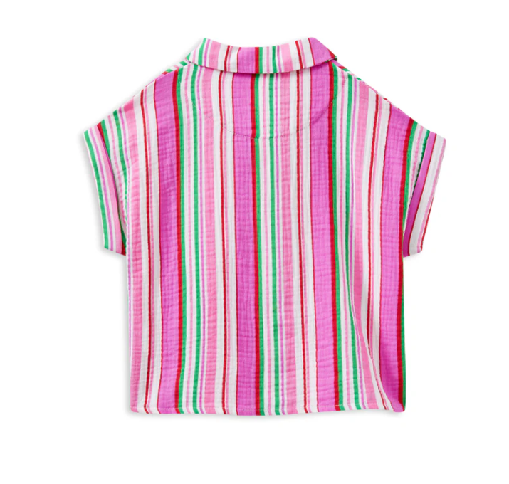 Pink Stripe Crinkle Shirt