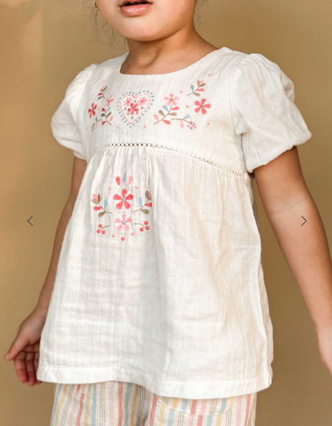 Cloud Floral Embroidered Top