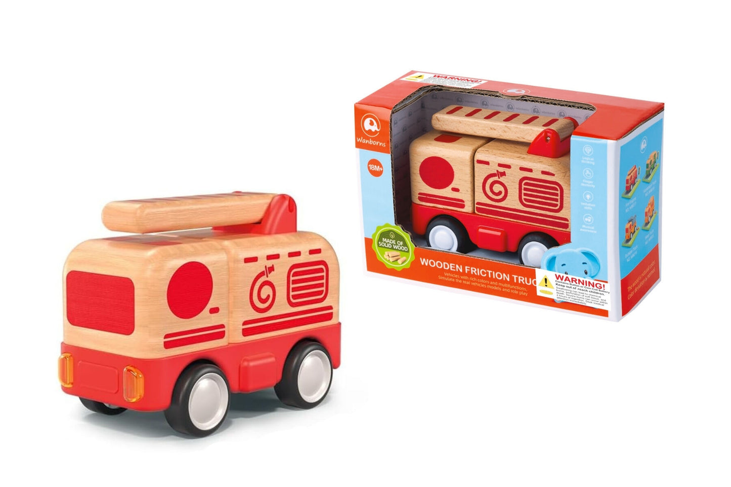 Wooden Friction Fire Truck