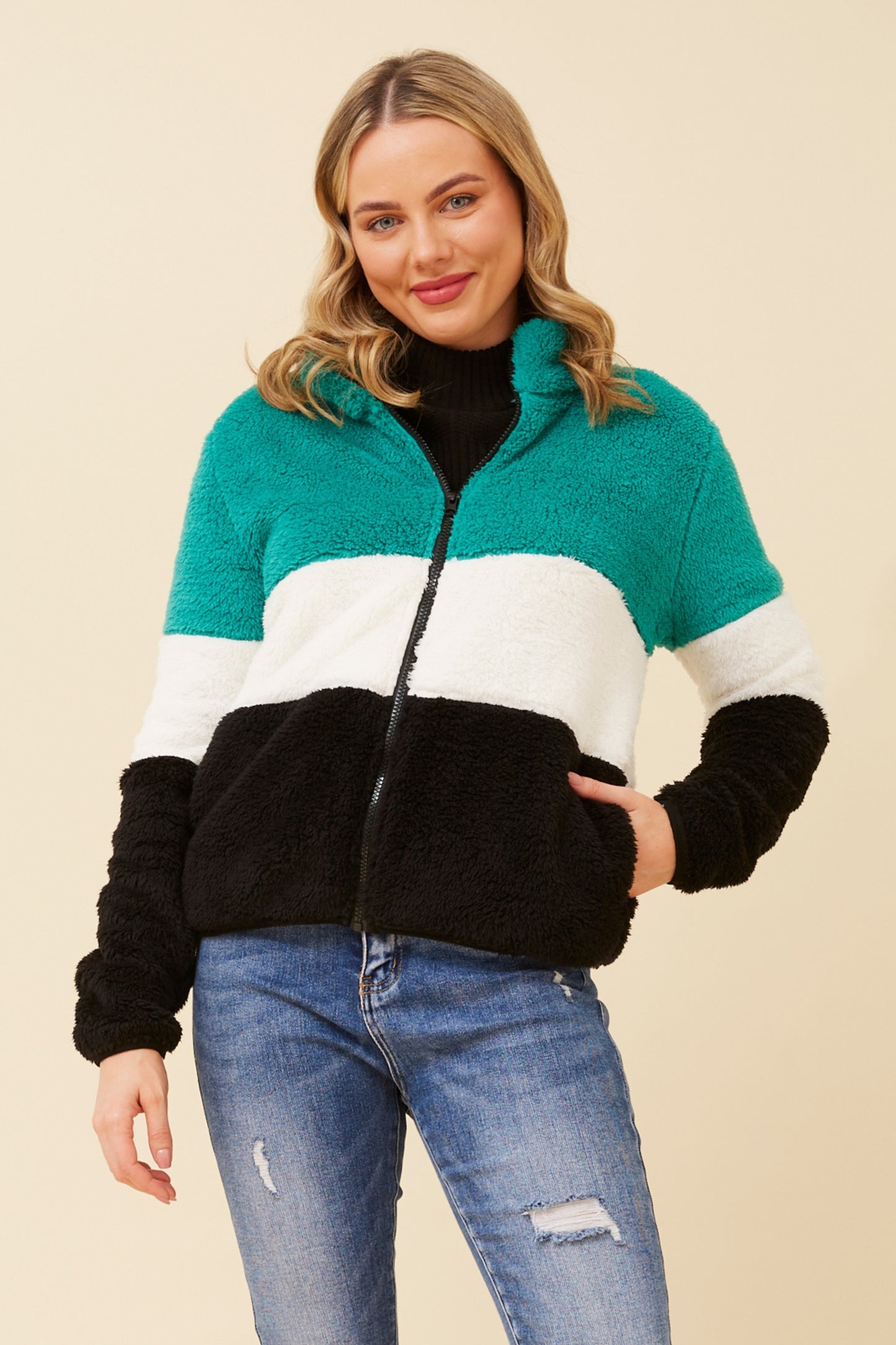 Azaya Green Teddy Jacket