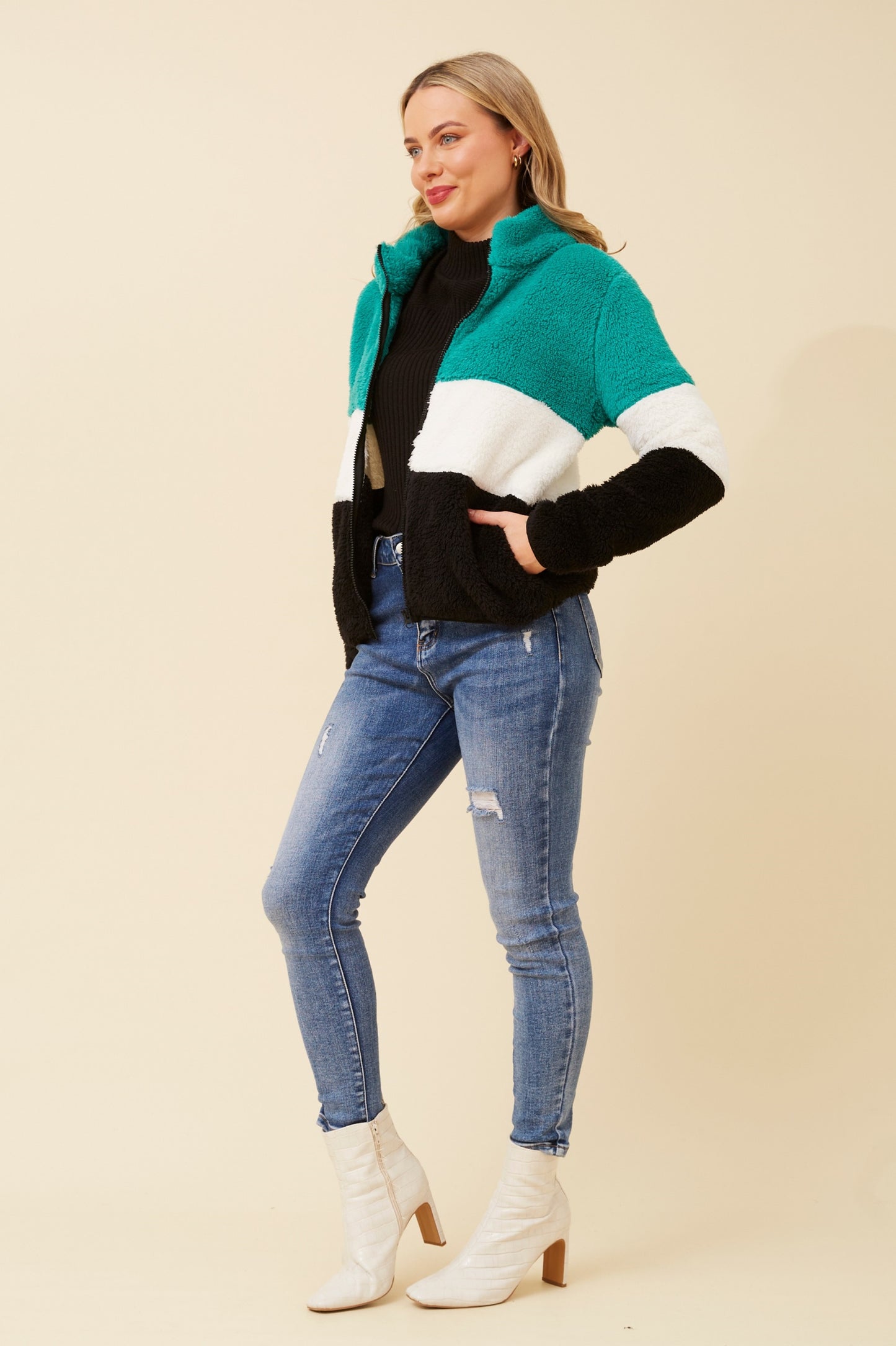 Azaya Green Teddy Jacket