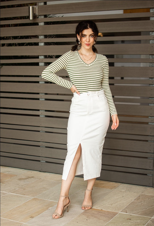 Mor White Denim Skirt