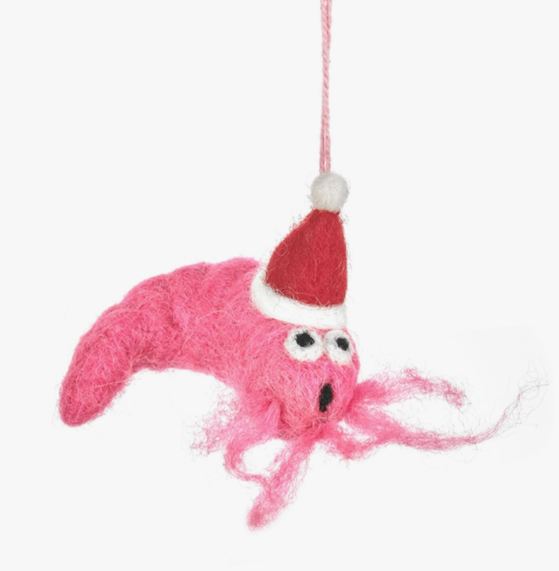 Festive Prawn Felt Ornament
