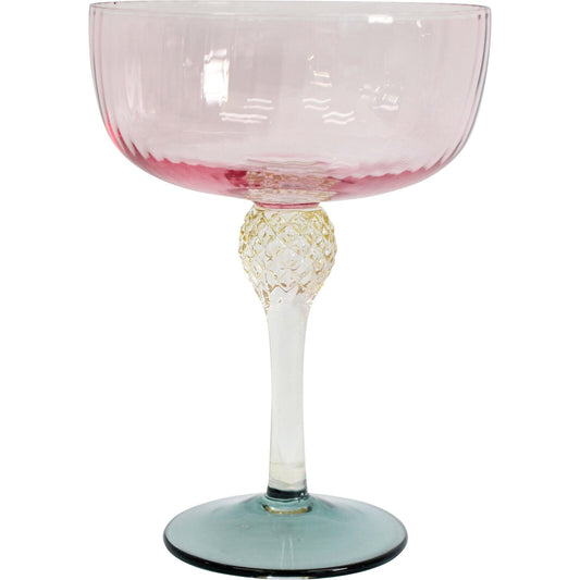 Sherbet Pink & Green Cocktail Glass