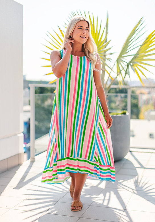 Adelyn Bright Stripe Dress