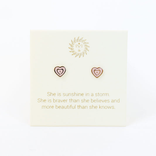 Lunamei Pink Heart Studs