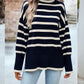 Jolene Navy & Cream Stripe Turtleneck Knit