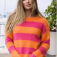 Mika Orange/ Pink Long Sleeve Stripe Knit