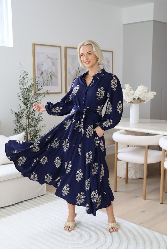 Feyre Navy Floral Maxi