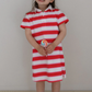 Pink & Red Stripe Rugby Dress