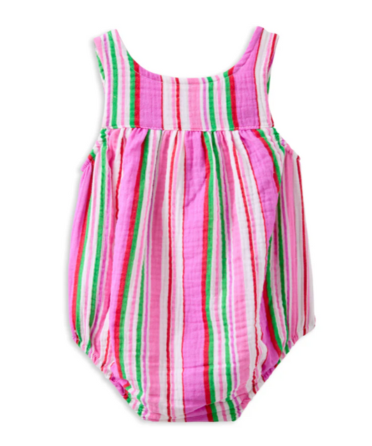 Pink Stripe Crinkle Playsuit
