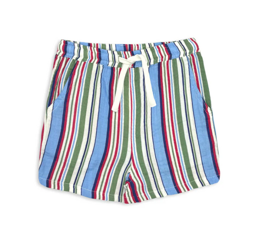Blue Stripe Crinkle Shorts