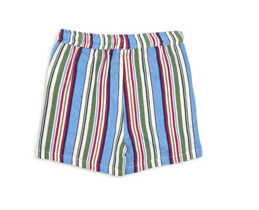Blue Stripe Crinkle Shorts