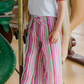 Pink Stripe Crinkle Pants