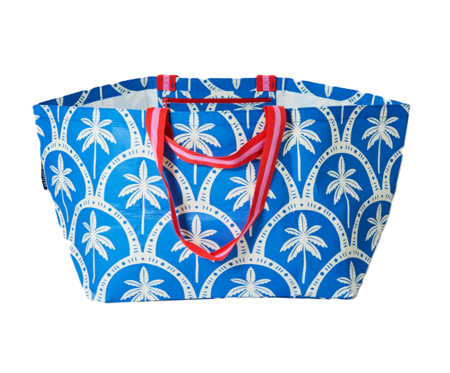 Oversized Tote - Blue Palm