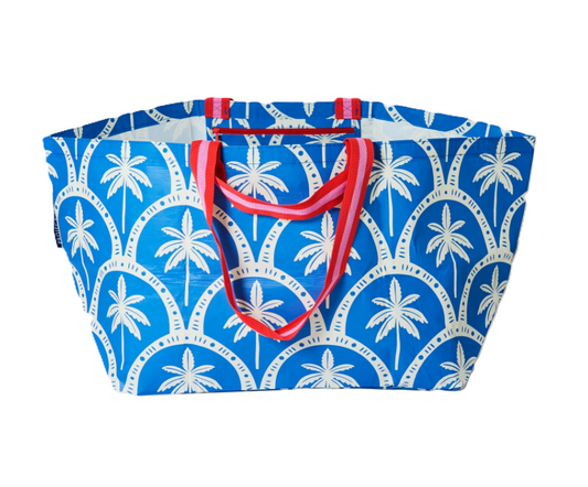 Oversized Tote - Blue Palm