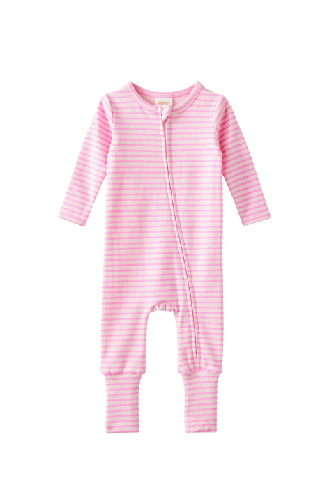 Tickled Pink Zip Stripe Romper