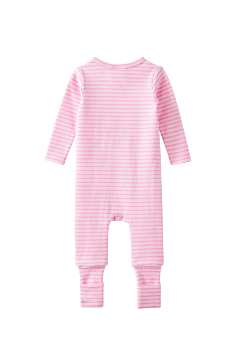 Tickled Pink Zip Stripe Romper