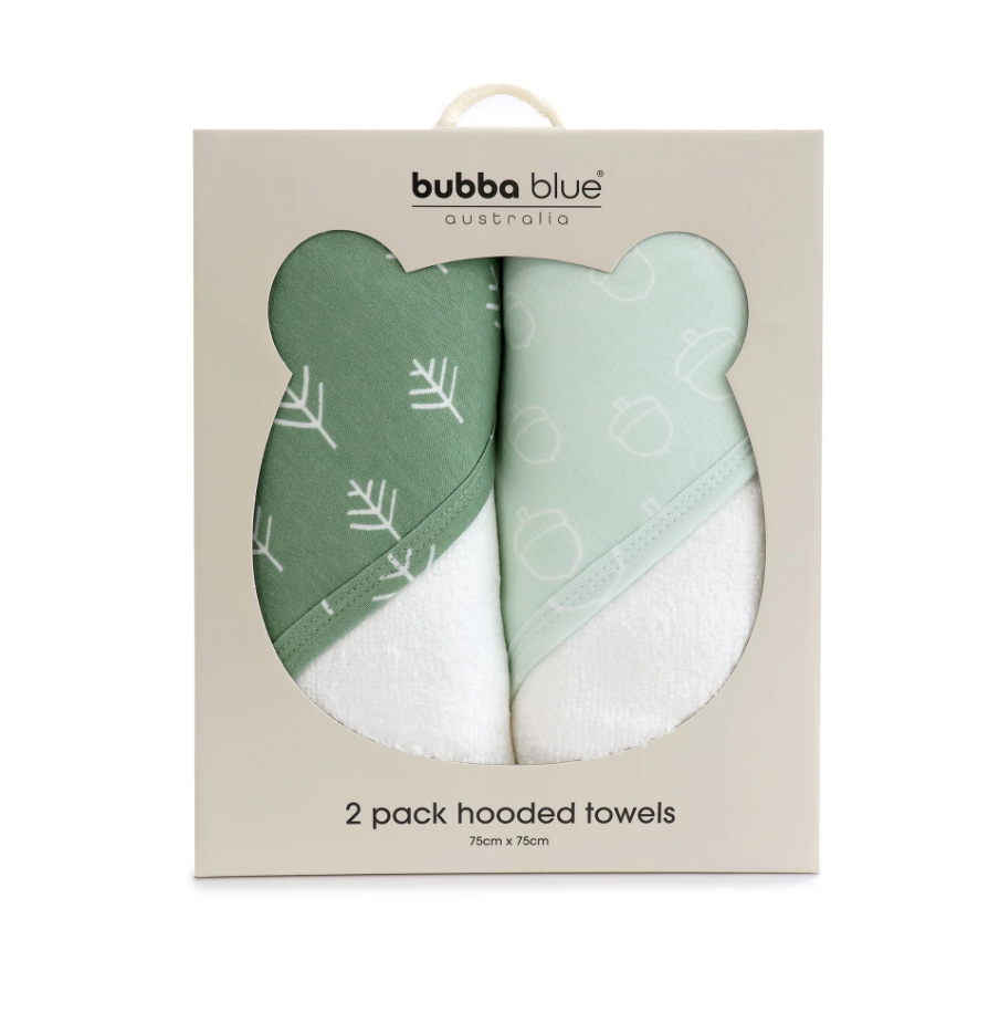 Nordic Avocado & Forest Hooded Towels 2pk