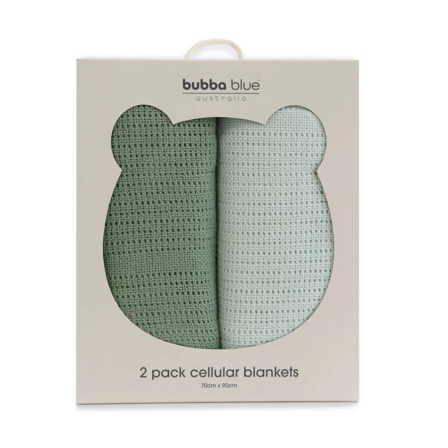 Nordic Avocado & Forest Cellular Blankets 2pk