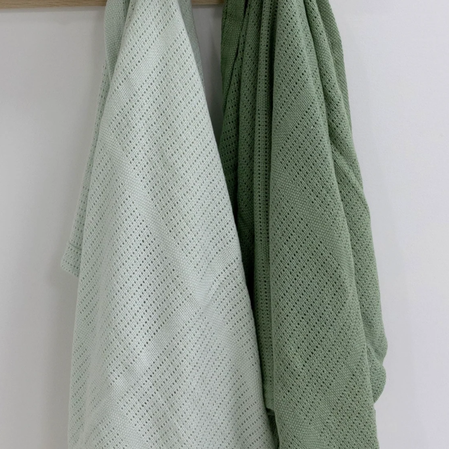 Nordic Avocado & Forest Cellular Blankets 2pk