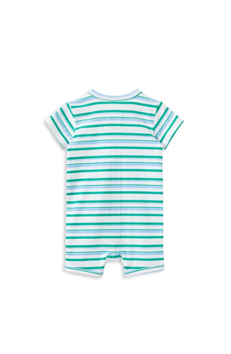 Green Stripe Zip Romper