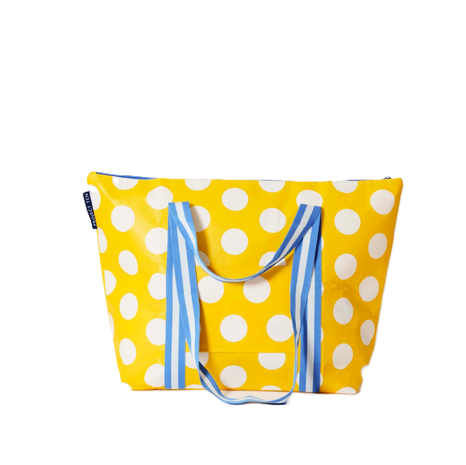Zip Medium Tote - Yellow Polka Dot