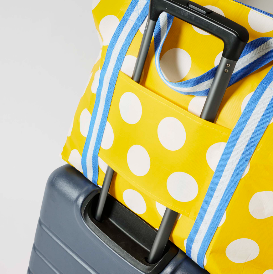 Zip Medium Tote - Yellow Polka Dot