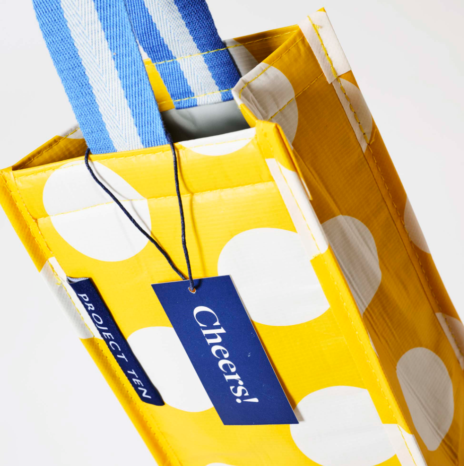 Wine Bag - Yellow Polka Dot