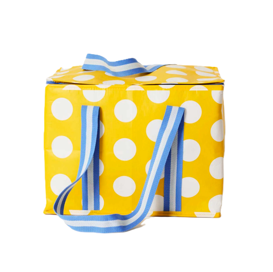 Large Insulated Tote - Yellow Polka Dot