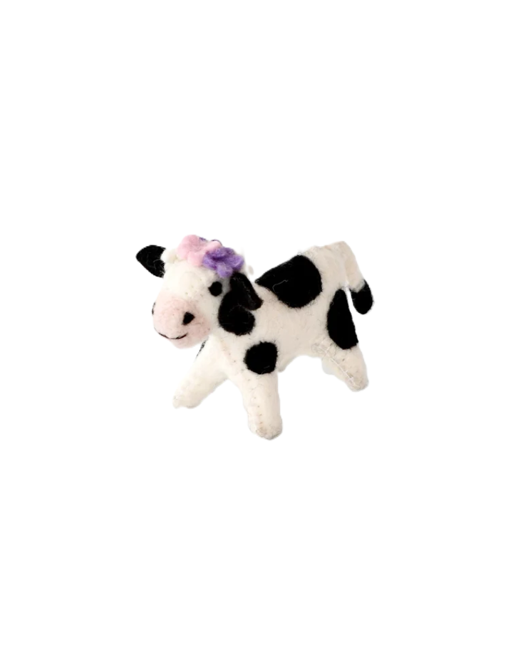 Felt Cow with Flowers