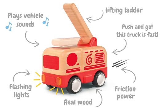 Wooden Friction Fire Truck