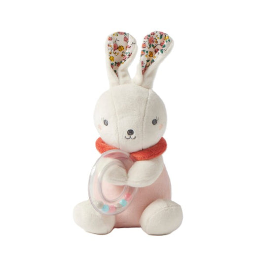 Pink Floral Bunny Rattle