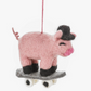Skating Pig Felt Ornament