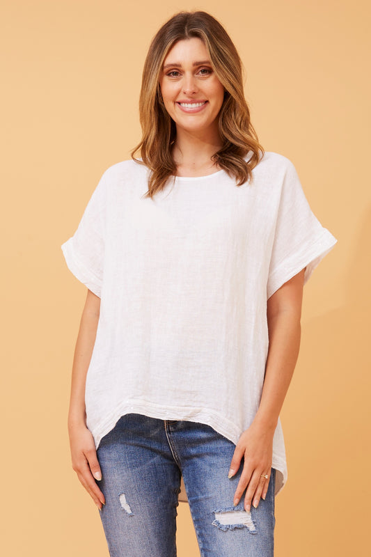 Felicity Top with Sequins White