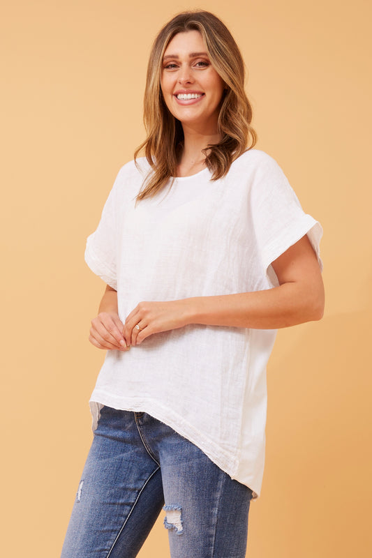 Felicity Top with Sequins White