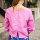 Haisley Pink Linen 3/4 Sleeve Top