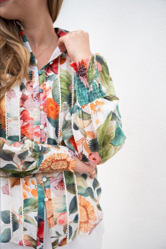Amren Green Floral Blouse