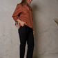 Siera Rust Linen Tie Top