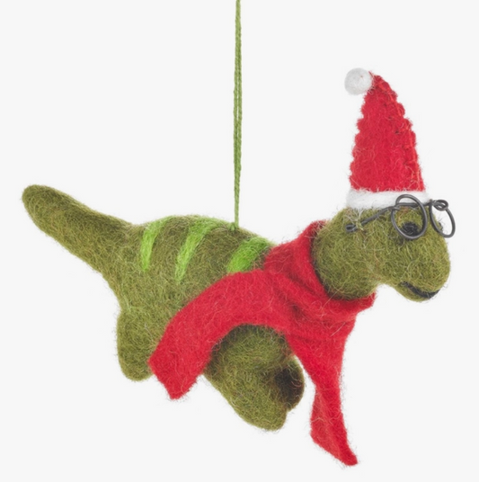 Christmas Dinosaur Felt Ornament